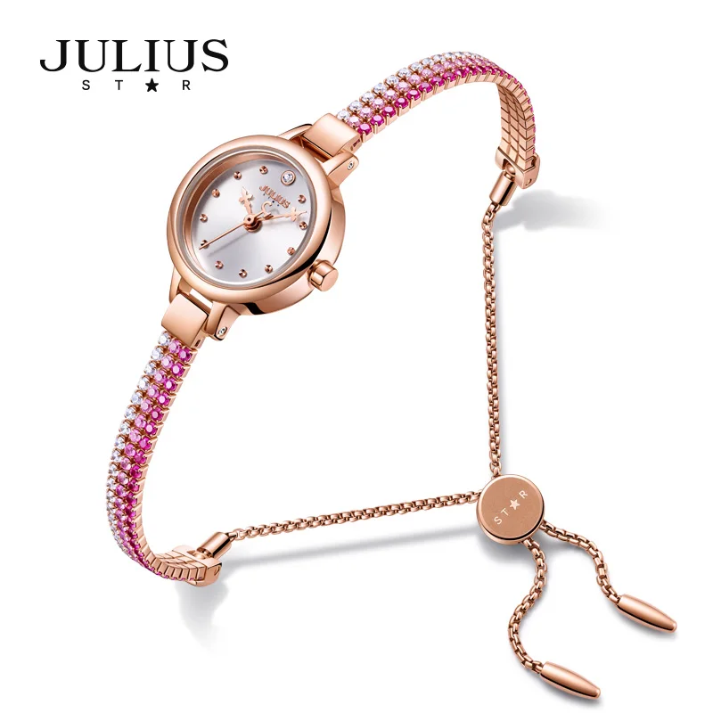 Julius часы женские Топ качество латунь превосходный браслет часы Полный красочный алмаз платье часы 30 м Wtaerproof подарок часы JS-007