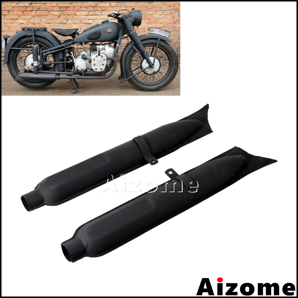 Черный мотоцикл рыбий хвост выхлопные глушители для BMW K750 M1 M72 R71 R12 Dnepr MT12 Урал выхлопные трубы глушитель