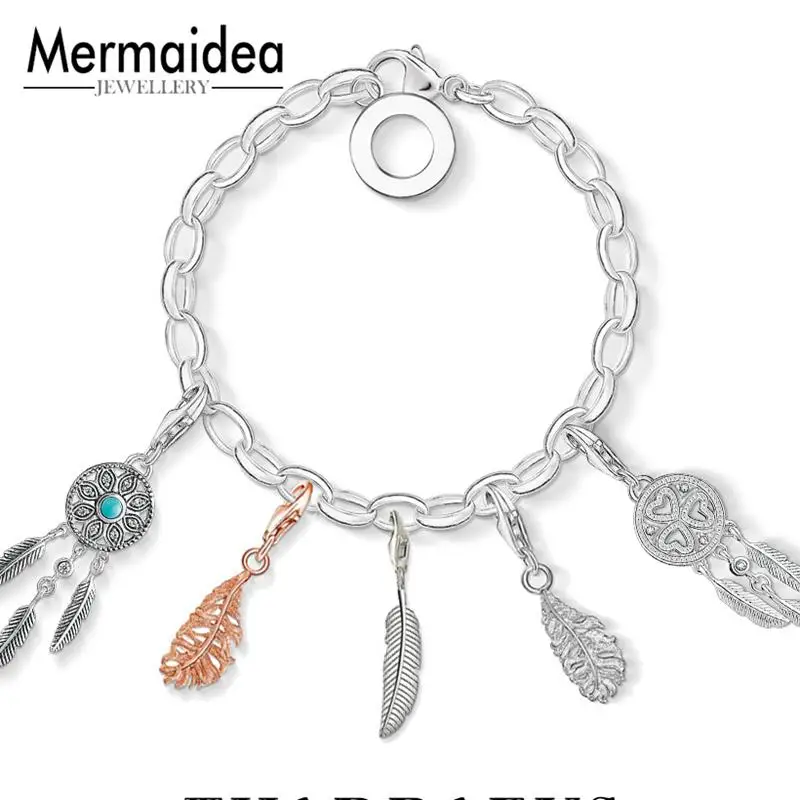 

Feather Lobster Clasp Rose Gold Charms Fit Charm Bracelet Brand Design Feather Charms Rose Gold Pendant For Women Jewelry