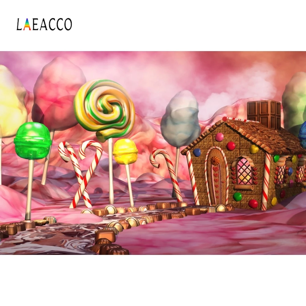 

Laeacco Candy Lollipop Dessert Paradise Castle Baby Child Portrait Photography Background Photographic Backdrop For Photo Studio