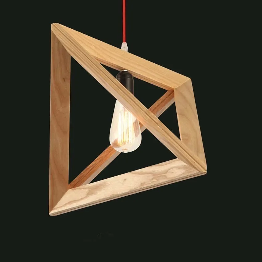  Solid Wood Lamp Triangle Modern Pendant Light for Dining Study Kitchen Island Living Room Office Ho - 32872540439