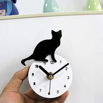 

Creative Cat Sticking 3D Wall Clock Modern Design Kitchen Watch Guess Women Decorations Secret Stash Large Decorative WZH291
