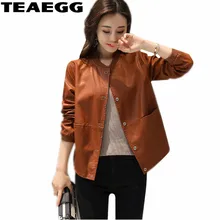 TEAEGG новая весенняя короткая женская кожаная куртка Jaqueta De Couro Feminina Pu женские куртки и пальто свободная повседневная одежда AL671