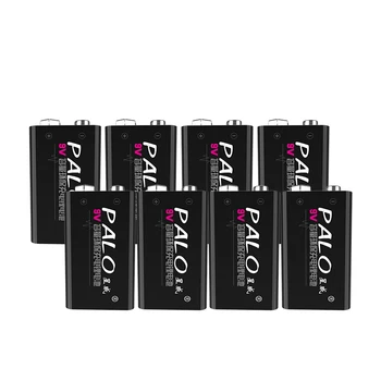 

PALO 8Pcs 6F22 battery rechargeable battery 9V Li-ion battery 600mAh Super Dry Battery For Radio,Camera,Toys etc