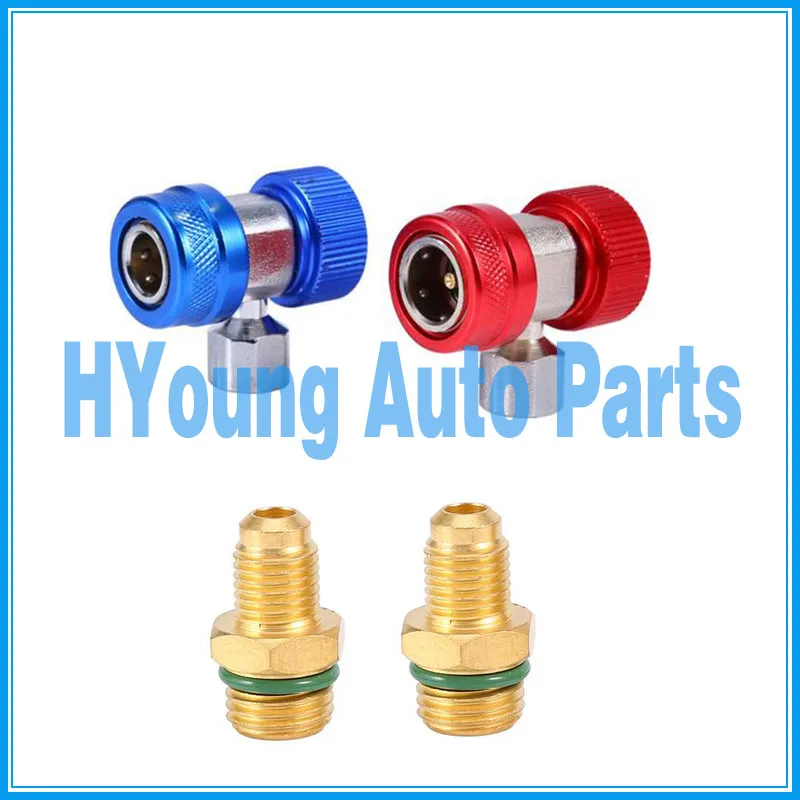 2Pcs A//C Automotive Air Condition Gas Quick Couplers Low High Side Adapter R134A
