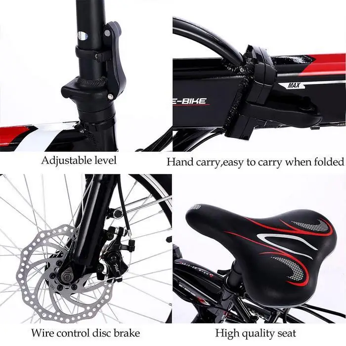 Perfect ANCHEER 20 Inch Electric Bike Folding 7 Speed Electric Mountain Bike Cycling Bicycle 250W High Speed Brushless Gear Motors Ebike 5
