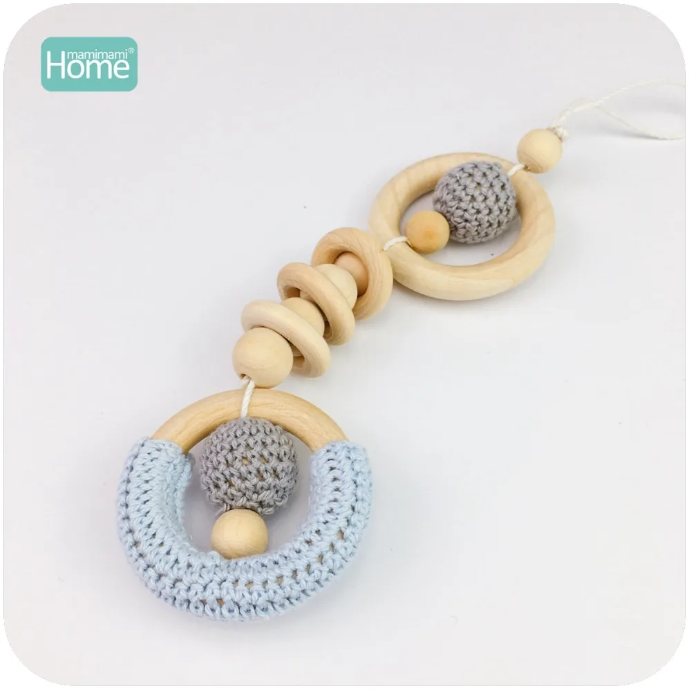 MamimamiHome Baby Toys 3pcs Crochet Ring Wood Rings Diy Wooden Beads Teething Montessori Toys Chewable Beads Baby Rattle