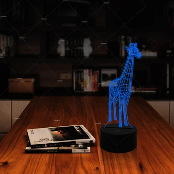 

Cartoon cute giraffe design night light 7 changing color for kids room decor led sleep light as gift
