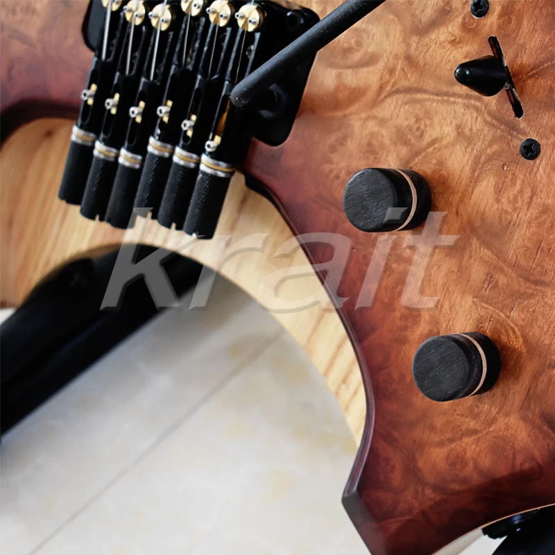 Безголовая гитара ebony fanned fret электрическая гитара ash body Camphor Burl Топ вверх вниз тремоло