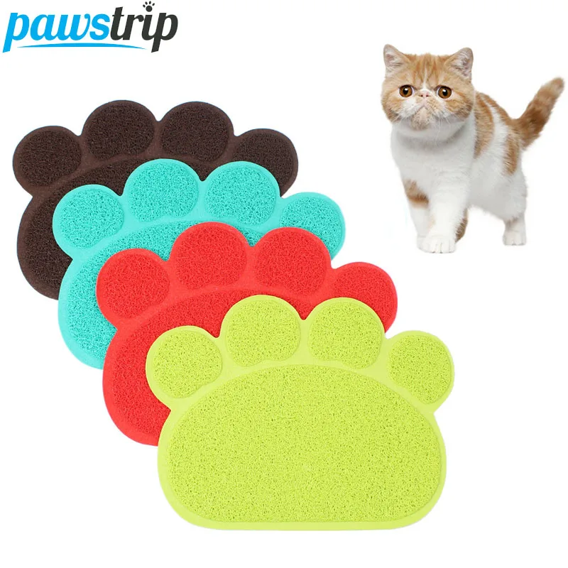 pawstrip Paw Shape Dog Placemat PVC Puppy Feeding Mat Easy Wipe