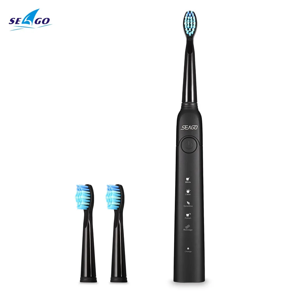 

SEAGO SG-949 Electric Sonic Toothbrush USB Chargeable Waterproof Electric Toothbrush with 3 Brush Heads Smart Timer Toothbrush