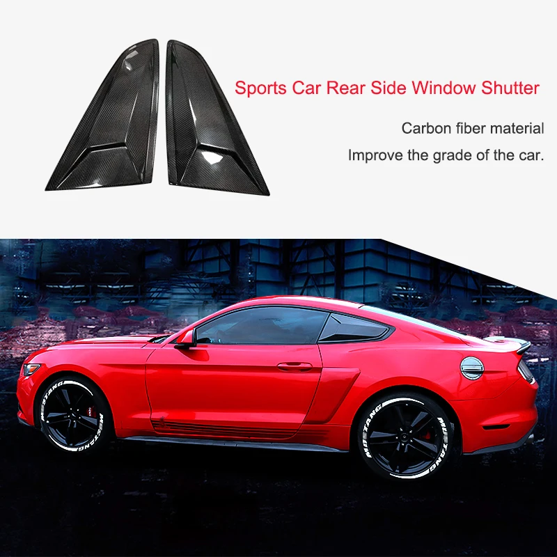 

QHCP Car Rear Side Window Shutter Stickers Decorative Carbon Fiber Louver Shutters Fit For Ford Mustang 2015 2016 2017 2018 2019