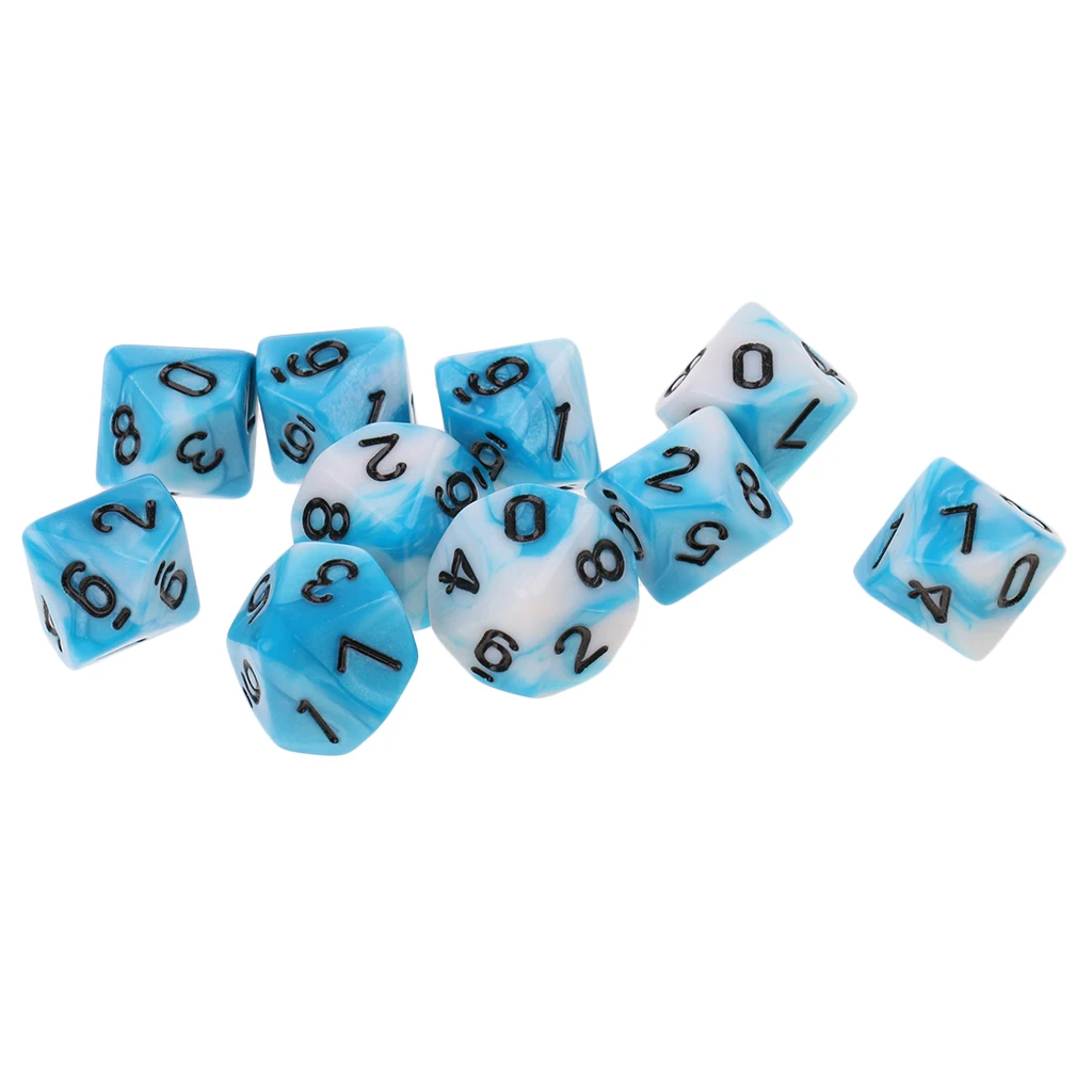 Perfeclan 10pcs 10 Sided D10 Polyhedral Dice Double Color for DND RPG MTG Board Game Accessories Double Colors Dice