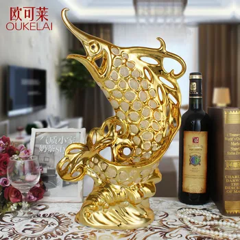 

European ceramic ornaments Lucky fish living room office hotel entrance opening study decorative housewarming gift