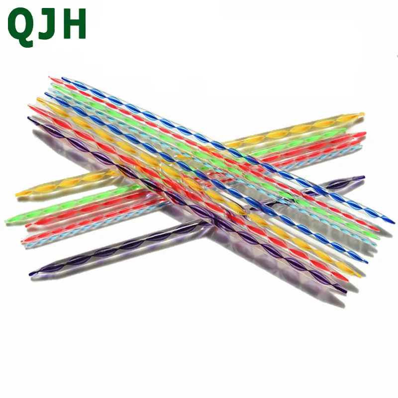 

QJH Brand 2pcs/set Multicolor High Quality Plastic Crystal Knitting Needles Knitting Weaving Tools Acrylic Needle For Scarf