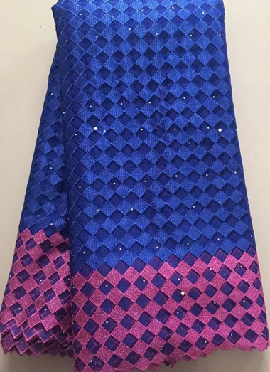 

New Arrival African Lace Free Shipping ! African Net Lace High Quality French Fabric with Stones Embroidery WLL3021 ROYAL BLUE