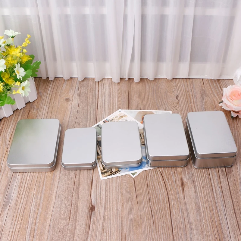 OOTDTY Small Metal Storage Box Tin Silver Storage Box Case Organizer For Money Coin Candy Key