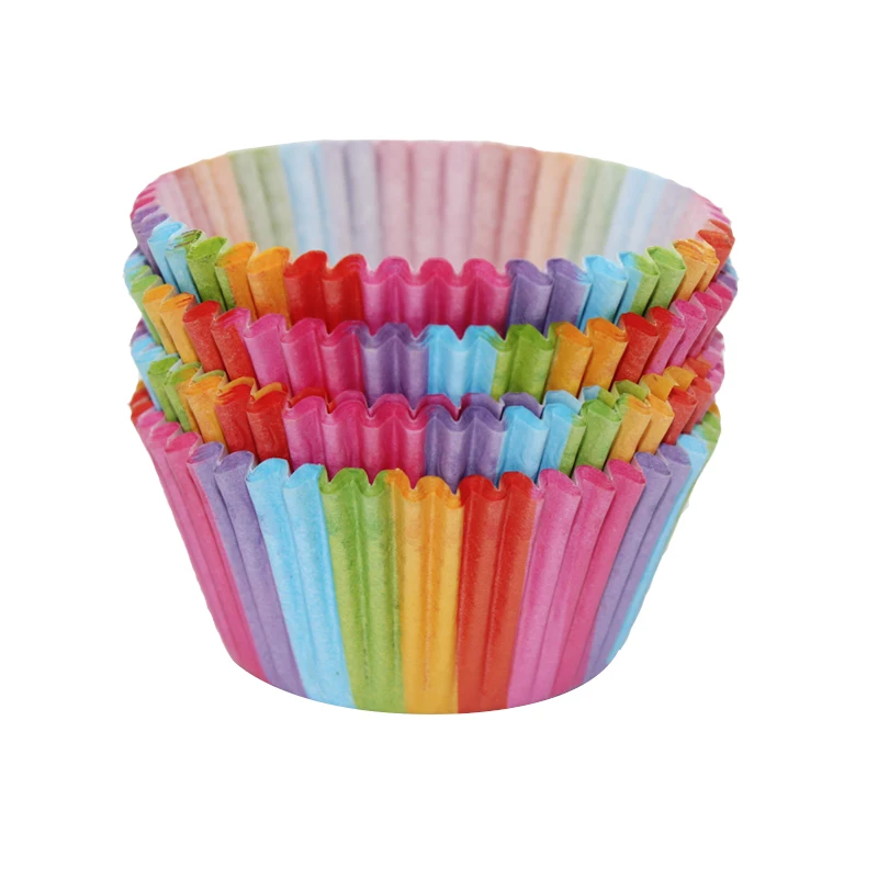 100 шт Красочные разноцветная бумага торт форма для порционного кекса выпечки кексов коробка чашки чехол поднос для вечеринок форма для торта декоративная Tools11