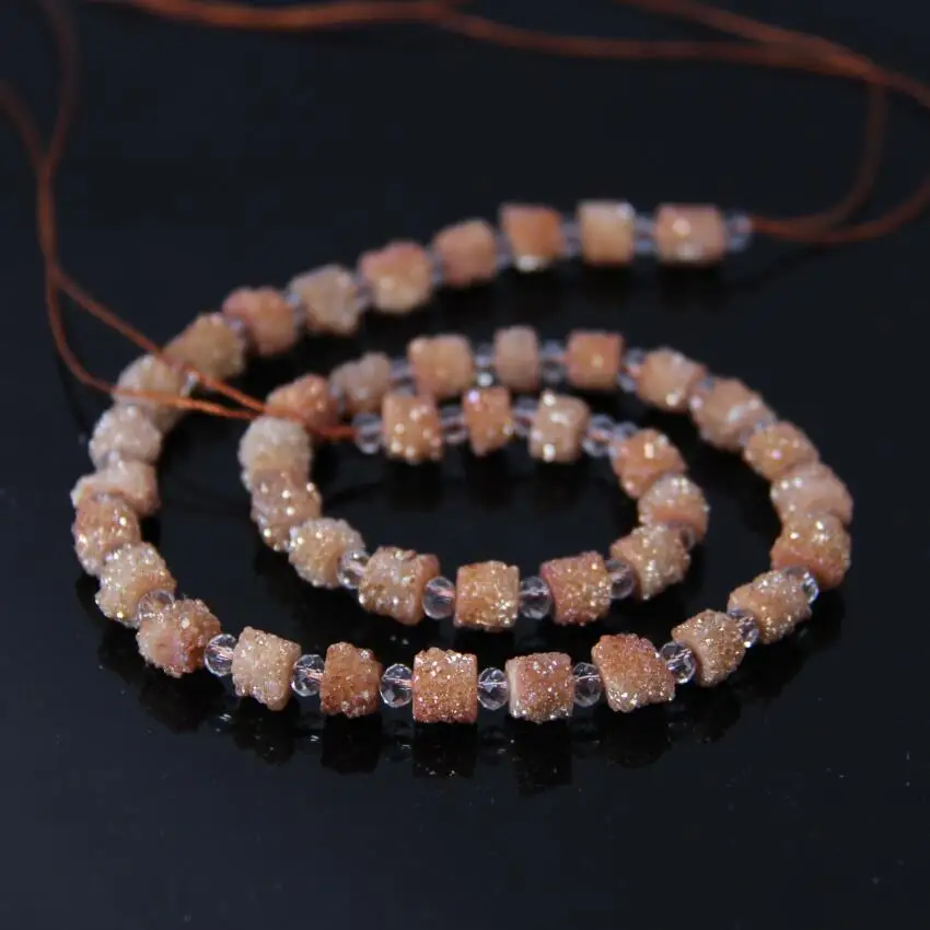 

AAA-Grade 15.5"Strands Champagne Titanium Druzy Quartz Geode Freeform Column/Cylinder Beads,Crystal Drusy Pendant Jewelry Making