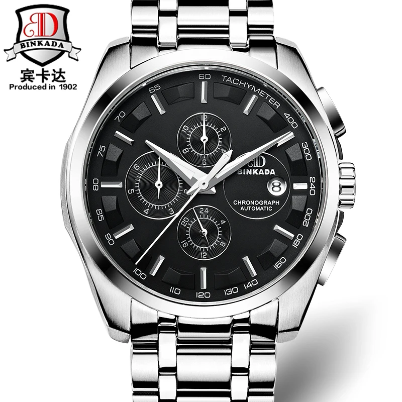 Automatic watch mens font b mechanical b font brand luxury BINKADA orologi tourbillon clock font b