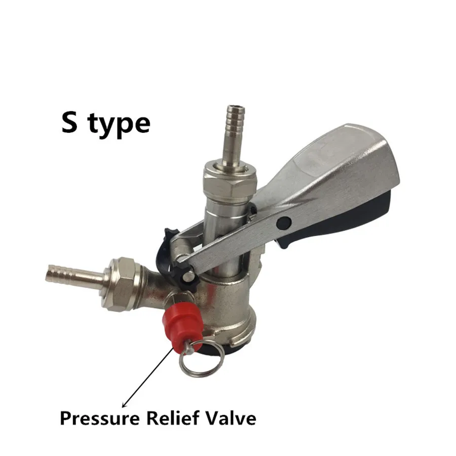 Draft Beer Keg Coupler Tap System Connectors Beer Brew Beer Dispenser Tap S Type Couplers with Pressure Relief Valve (7)