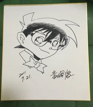 

hand drawn Aoyama Gosho autographed Detective Conan Shikishi Art Board rare