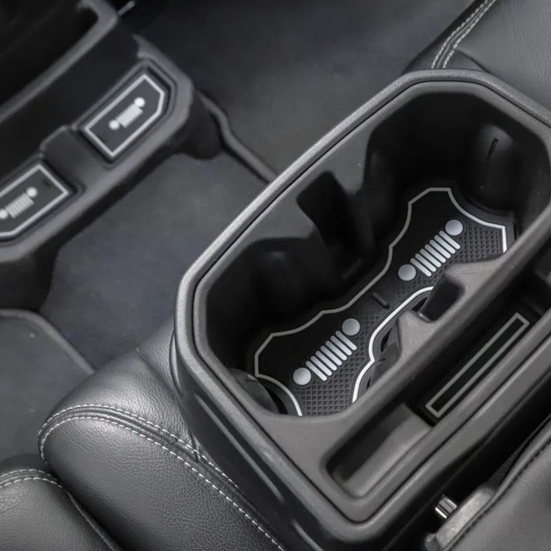 Set Rubber Red  White Car Interior Gate Slot Pad Mat Cup Mat Pad Decoration for Jeep Wrangler JL 2018+ Car Styling Accessories (6)