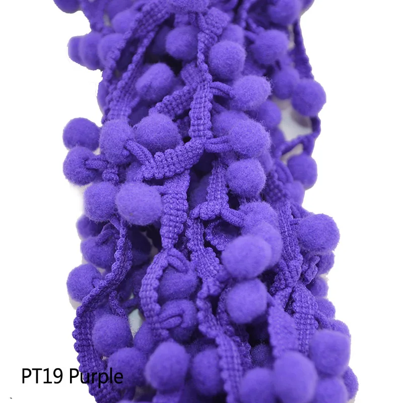 5 ярдов помпон отделка шар 10 мм помпон Швейные аксессуары кружевная отделка рибббон ткань лента ручной работы одежда аксессуары - Цвет: PT19