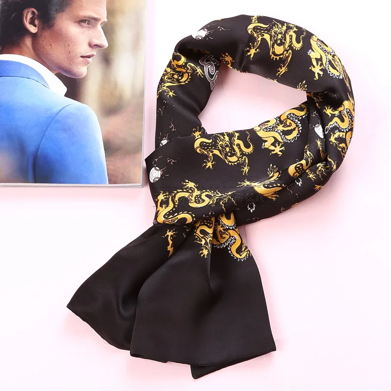 [DANKEYISI] роскошный брендовый длинный шарф из чистого шелка, Мужской дизайнерский шарф, мужской шарф на шею, высококачественный хиджаб с принтом