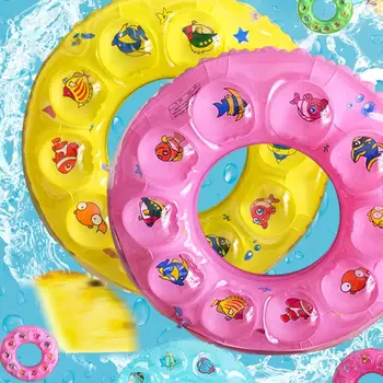 

50cm-90cm Children's swimming circle cartoon crystal ring double layer thickening lifesaving ring PVC inflatable axillary circle