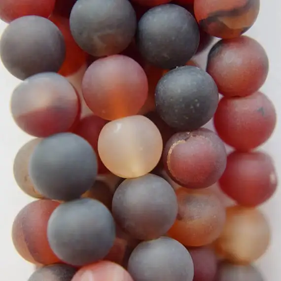 

Natural Matte Agate Beads - Round 8 mm Gemstone Beads - Full Strand 15", 48 beads, A-Quality