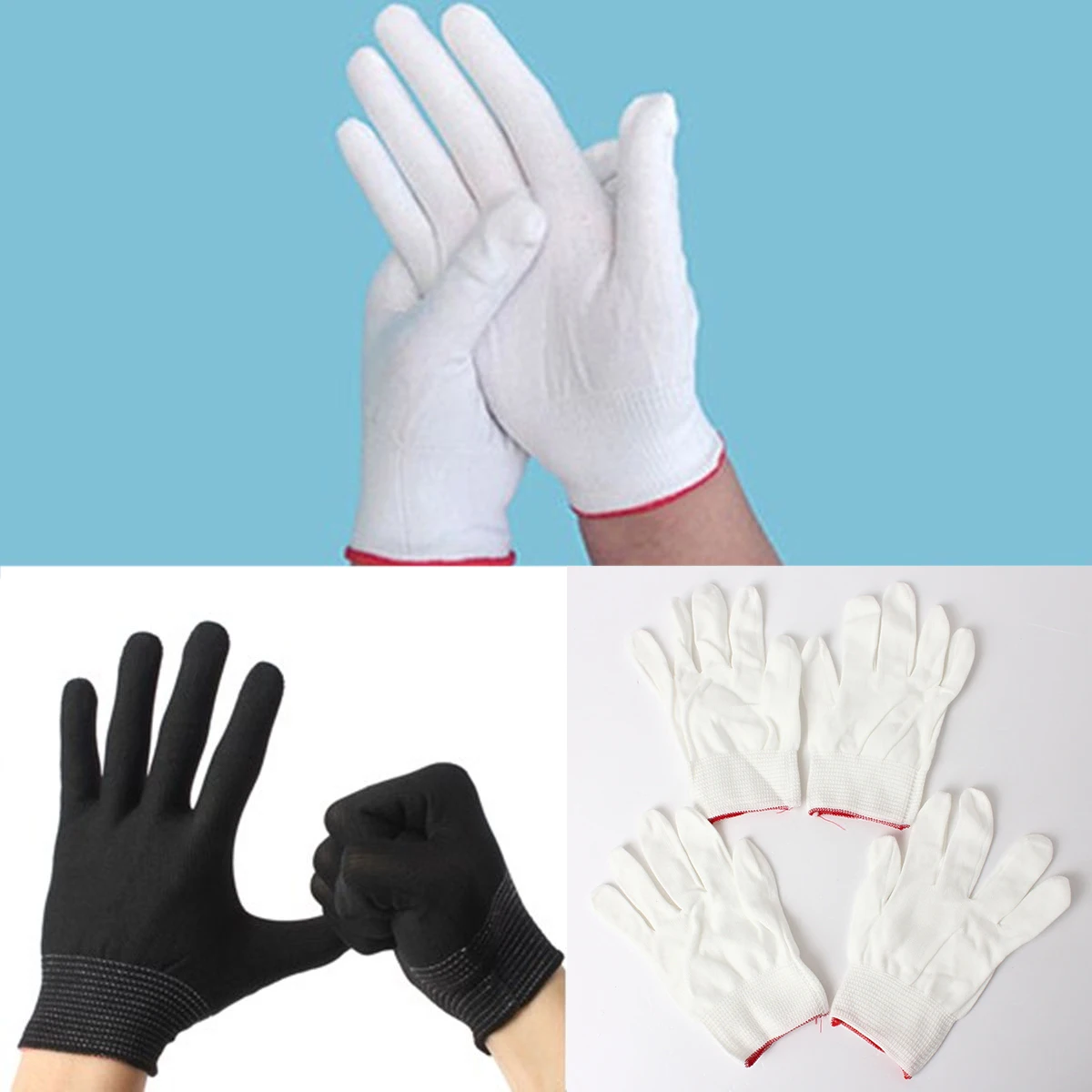 Black/White 2/4/10 Pairs Antistatic Gloves ESD PC Electronic Nylon Knit Working Safety Grip Anti Static Glove