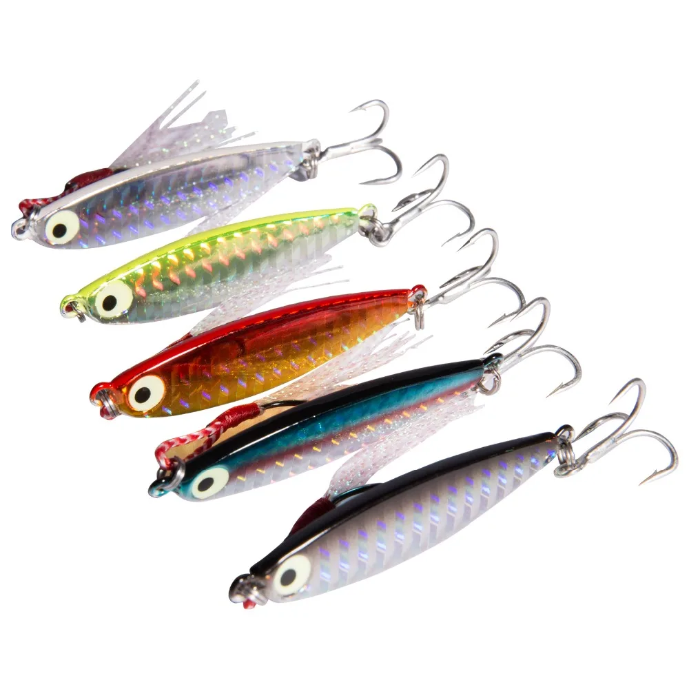 

Bassdash Metal Surface Long Casting Jigging Lure Crankbait Jerkbait Spinning Fishing Jigs 7/10/15/20g , 5 Piece with Box
