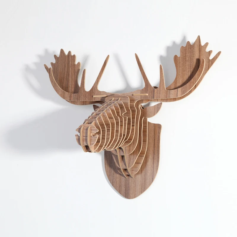 Modern Nordic Style Creative Wood Wall Hanging of Deer Head DIY Wood