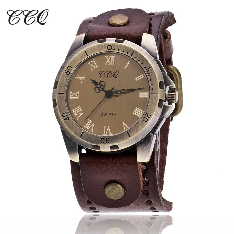 

CCQ Retro Roman Numeral Mens Watches To Brand Luxury Cow Leather Bracelet Wristwatch Casual Sport Quartz Watch Reloj Hombre