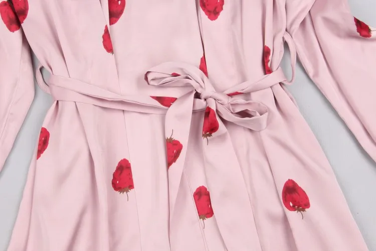 Новинка, Осеннее Женское ночное платье, комплект из 2 предметов, розовая Клубничная ночная рубашка, женская ночная рубашка, сексуальная ночная рубашка, комфортная ночная рубашка