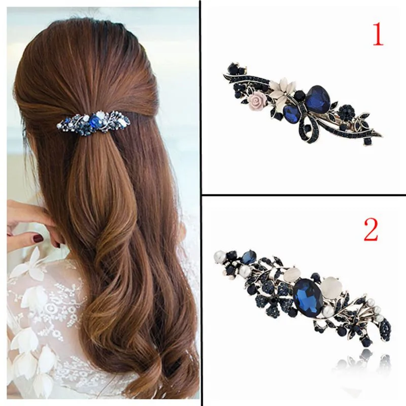 Woman/'s new flowers silver plated metal fashion rhinestone hair clip Barrette