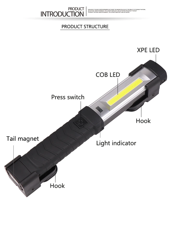 XPE * Рабочий свет переносной светодиодный фонарик USB Перезаряжаемый фонарь с вешалкой-крючком магнитная лампа для кемпинга на открытом
