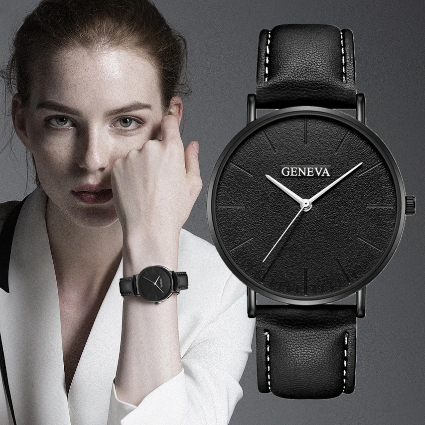 GENEVA Women Watches Ultra Thin Leather Clock Ladies Watch Women Simple