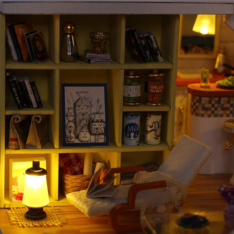 Diy деревянный кукольный домик игрушка кукольный домик Миниатюрный Набор для сборки со светодиодной мебели ручной работы миниатюрный кукольный домик простая городская модель