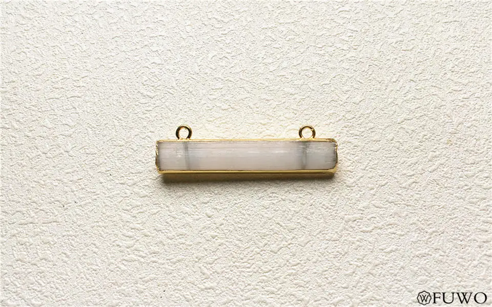 Natural Selenite Double Bails Pendants 7