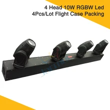 4 шт./лот) Flycase DMX RGBW диодный Луч 4*10 Вт движущийся головной свет 4 головки луч движущийся Dj освещение на сцену