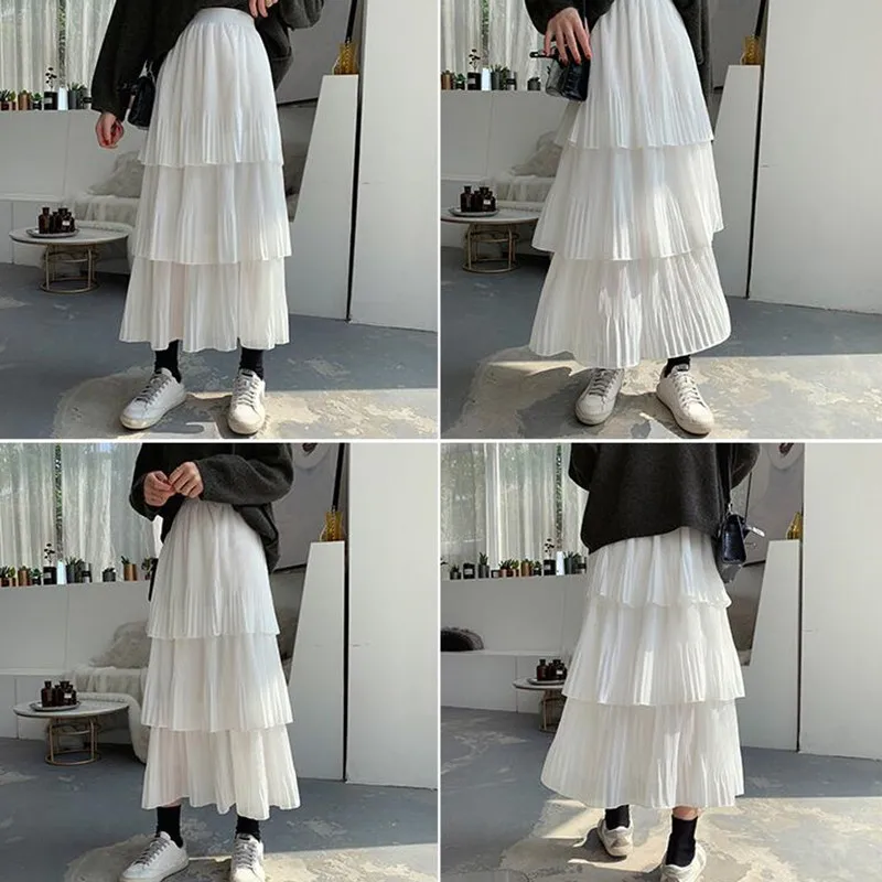 Korean streetwear maxi skirt spring women clothes 2019 harajuku plus size skirts Pleated Skirt elastic high waist kawaii skirt Korean streetwear maxi skirt spring women clothes 2019 harajuku plus size skirts Pleated Skirt elastic high waist kawaii skirt