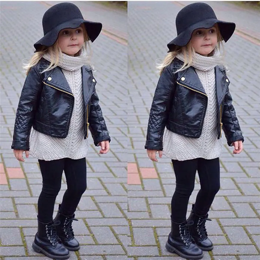 

Children's Warm Jacket Faux Leather Spring&Autumn Girl Boy Kids Baby Outwear Leather Unisex Coat Short Clothes Dropshipping 1220
