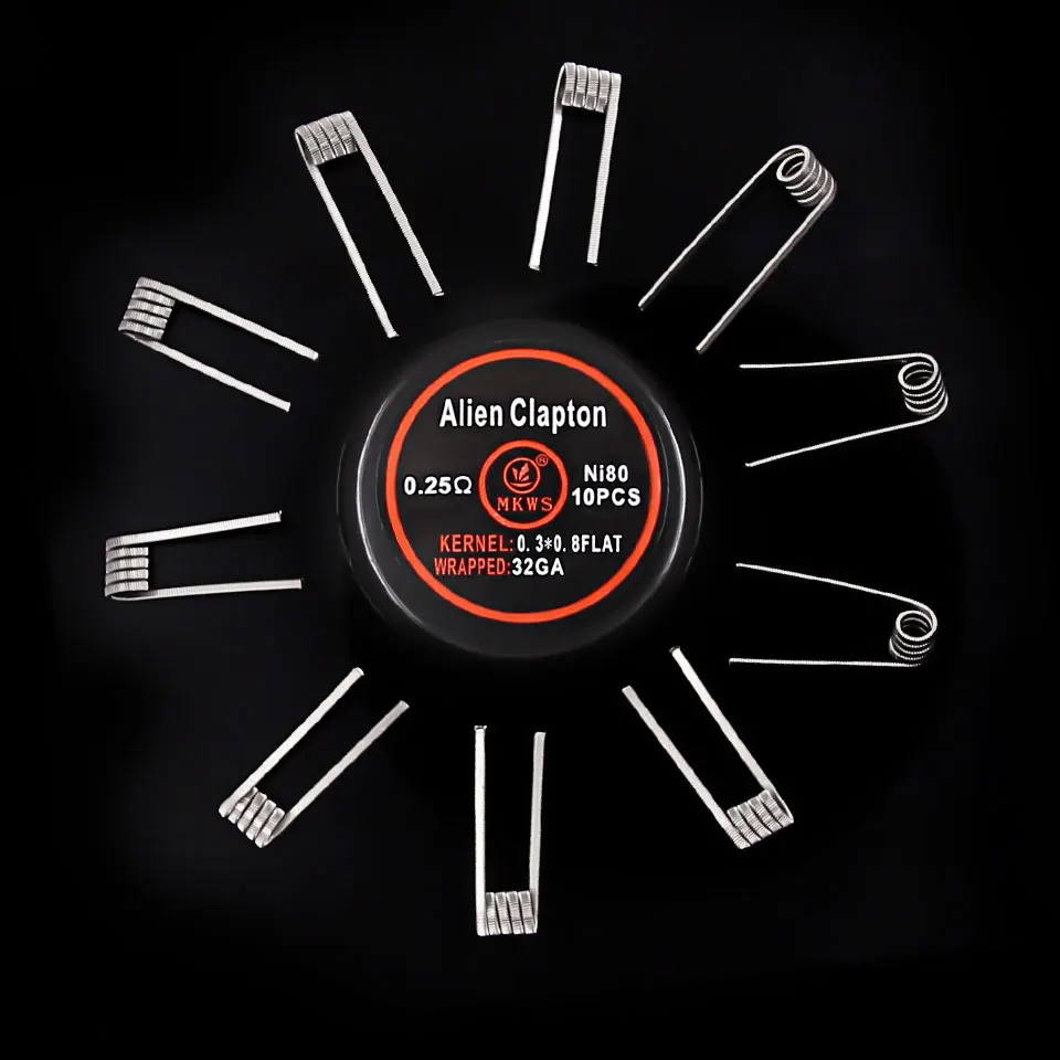 10 шт. MKWS Alien Clapton катушка A1 ss316L NI80 готовые катушки нагревательный провод для DIY RDA RTA rdta вейп танк распылитель предварительно изготовленная катушка