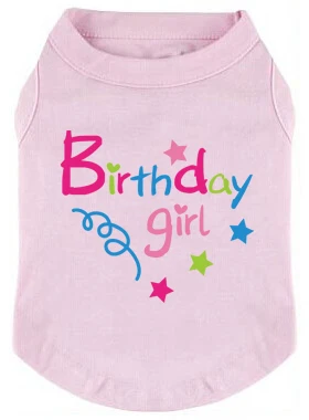 Cute Printed Birthday Girl Soft Fabric Cotton Summer Dog Clothes T Shirt for Small Cat Pet | Дом и сад