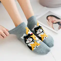 Лето 2018 модные японские милые животные женские хлопковые носки Kawaii короткие носки собака носки женские мягкие дышащие забавные носки
