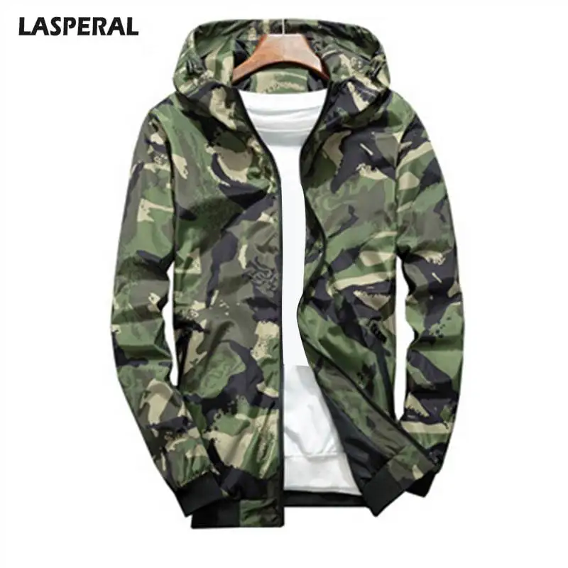 

LASPERAL Men's Jacket Autumn Spring Military Jacket Bomber Jackets Tactical Coat Windbreaker Hooded Jackets Male Camouflage Coat