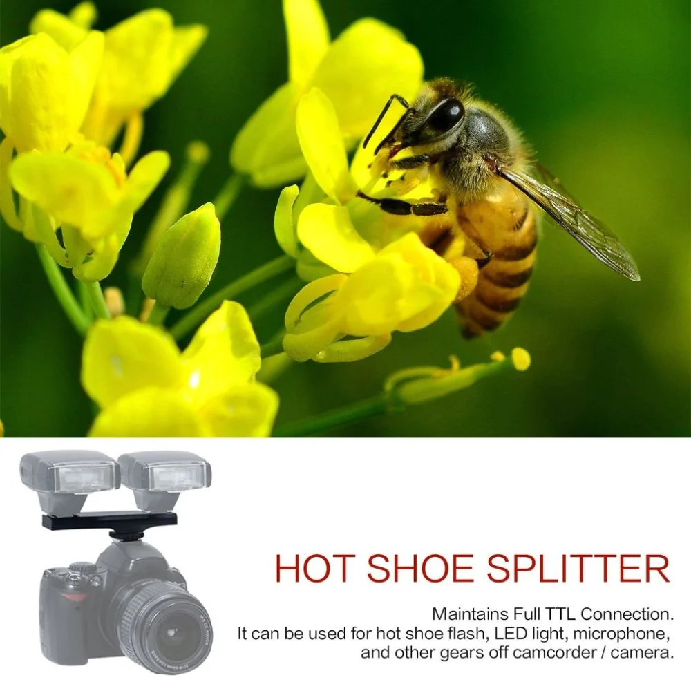 Двойной Горячий башмак Вспышка Speedlite кронштейн сплиттер для Nikon D750 D7200 D7100 D7000 D800 D810