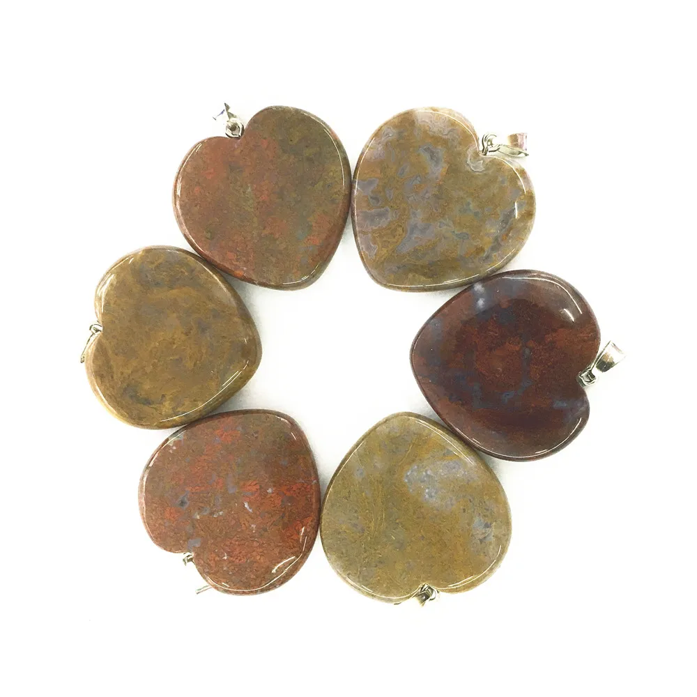 Hot Sale! 2018 Fashion Natural Stone Pendant Heart Shape Pattern Agates Onyx For Jewelry Making 5PCS Free Shipping | Украшения и